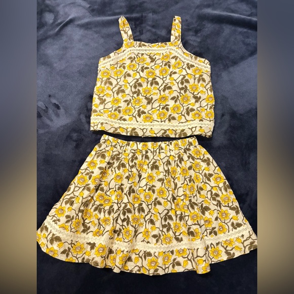 Crewcuts Girls' rickrack skirt and tank top in daffodil linen-cotton blend set - Picture 9 of 13